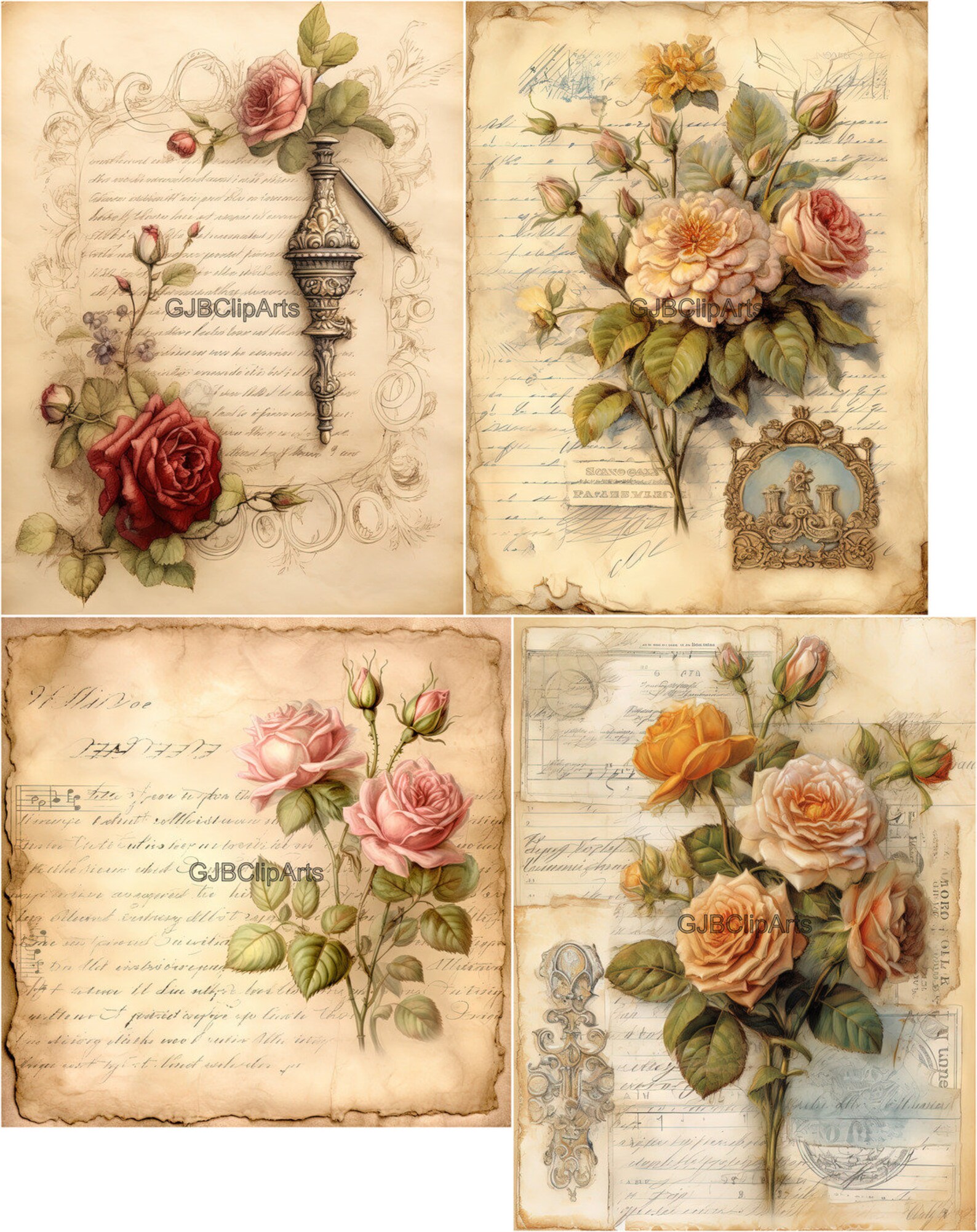 Victorian Era Letter Drawing Clipart, Old Letter Clipart, Scrapbooking ...