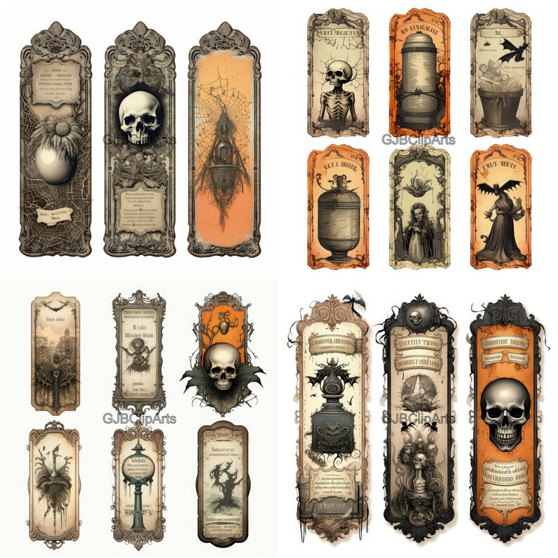 Halloween Tall Ornate Labels Clipart ,candy Corn Clipart Spider Web ...