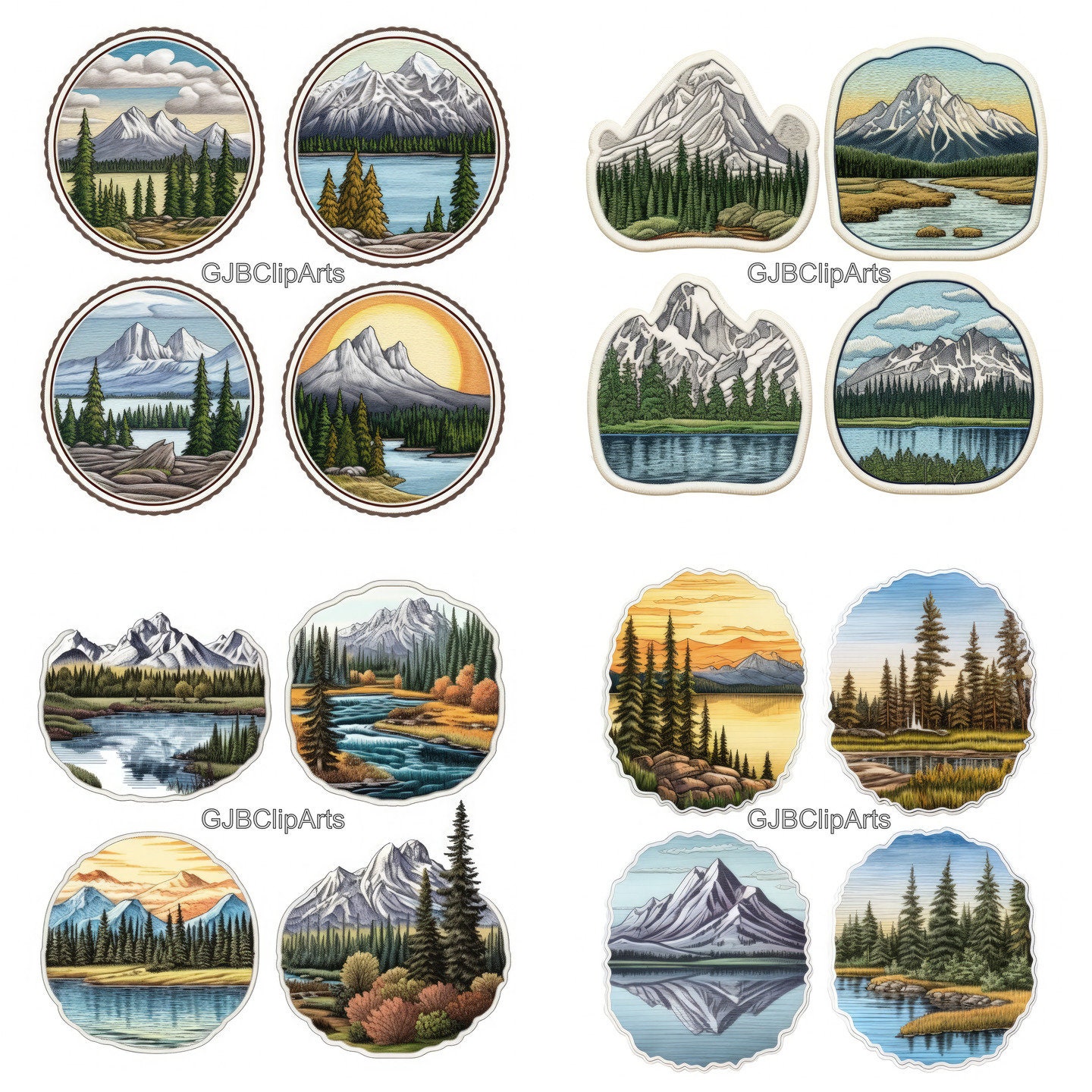 Embroidered Patches Clipart, Alaska Landscape Sticker II, State Sticker ...