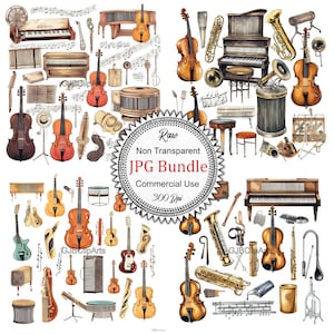 Music Clipart, Instrument Collection, Digital Stickers, Digital Clipart, Printable Stickers, Scrapbooking Supplies, Art journaling supplies.