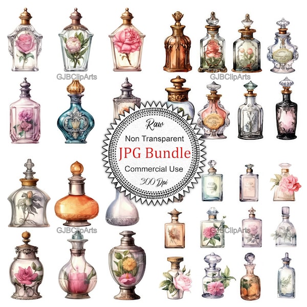 Vintage Shabby Chic Perfume Clipart, Perfume Bottle Clipart, Junk Journal Template, Journaling Bible Niv, Scrapbooker Sticker