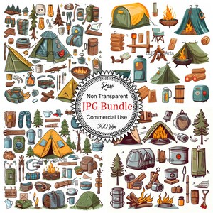 Camping Clipart Digital Stickers, Digital Clipart, Printable Stickers, Scrapbooking Supplies, Art journaling supplies.