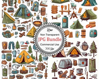 Camping Clipart Digital Stickers, Digital Clipart, Printable Stickers, Scrapbooking Supplies, Art journaling supplies.