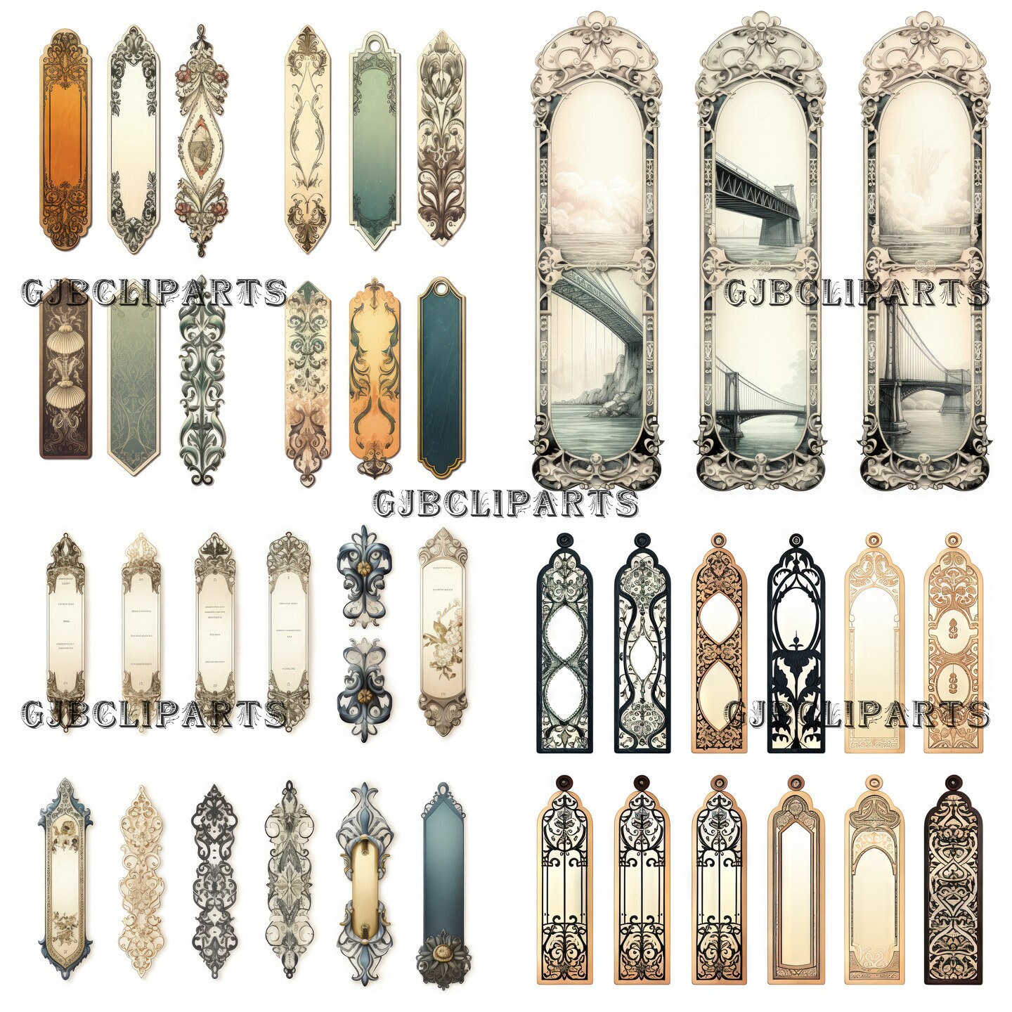 Bridge Ornamental Bookmark Clipart, Evenly Spaced Clipart, Journaling ...