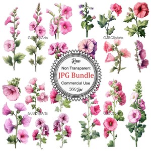 Hollyhock Flower Clipart, Scrapbooks Albums, Junk Journals -digital -download, Journaling Kits For Planners, Journaling Bible For Women