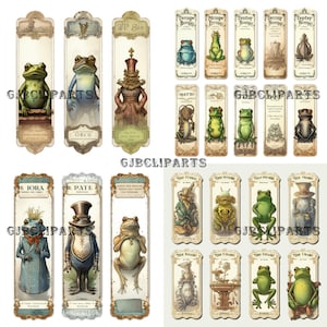 Frog Tall Ornate Labels Clipart, Junk Journal Book Clipart, Vintage Book Clipart, Journaling Ipad, Journaling For Beginners
