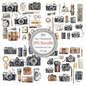 Vintage Photography Equipment Collection,Classic PhotographyDigital clipart, Printable clipart, Scrapbooking supplies, Art journaling supply