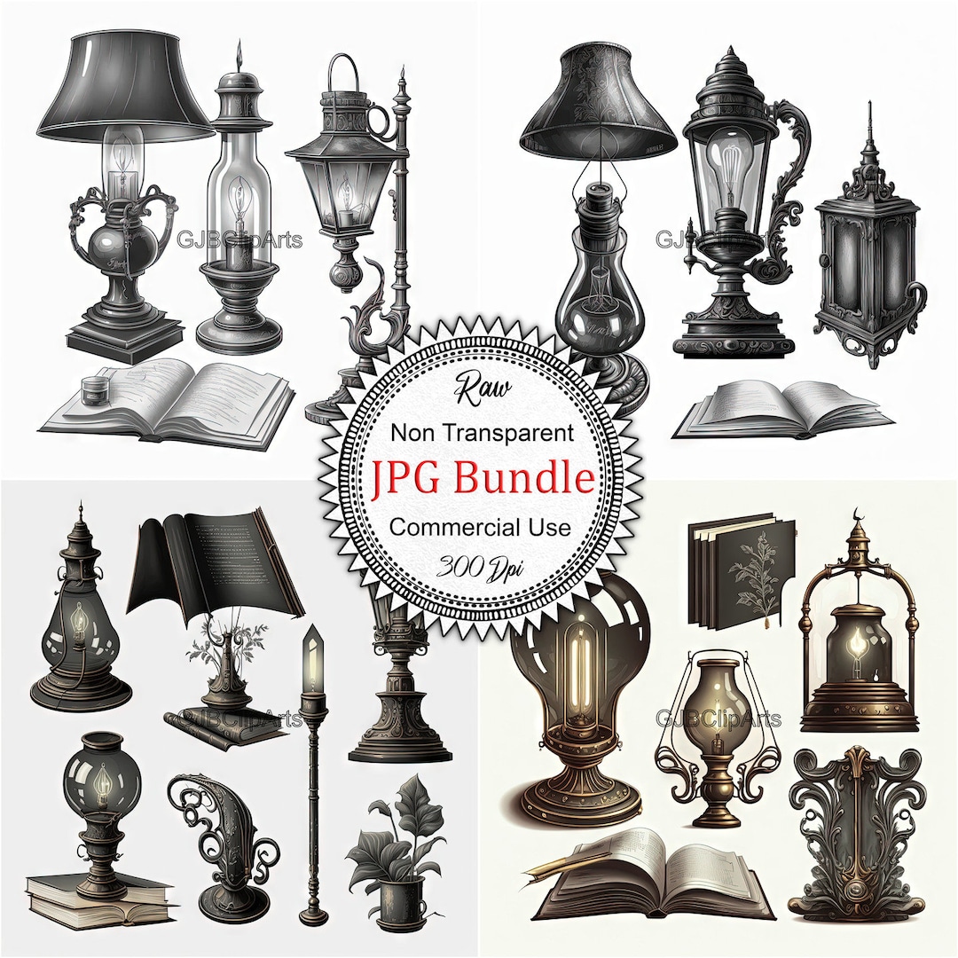 Dark Academia Vintage Study Lamp Collection Atmospheric and Elegant