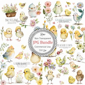 Spring Chicks Watercolor Collection:Delightful Clip Art Designs for Easter Decor, Children's Books, Greeting Cards, Wall Art, Commercial Use