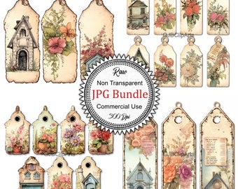 Vintage Ephemera House Shaped Tags Clipart, Journaling Quotes, Journaling Tracker, Scrapbook Paper, Scrapbooks For Bride