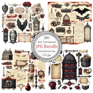 Vintage Vampire Junk Journal Kit Clipart, Vampire Clipart Coffin Clipart, Journaling Guide, , Scrapbooker Tumbler, Journaling Men,