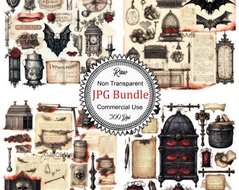 Vintage Vampire Junk Journal Kit Clipart, Vampire Clipart Coffin Clipart, Journaling Guide, , Scrapbooker Tumbler, Journaling Men,