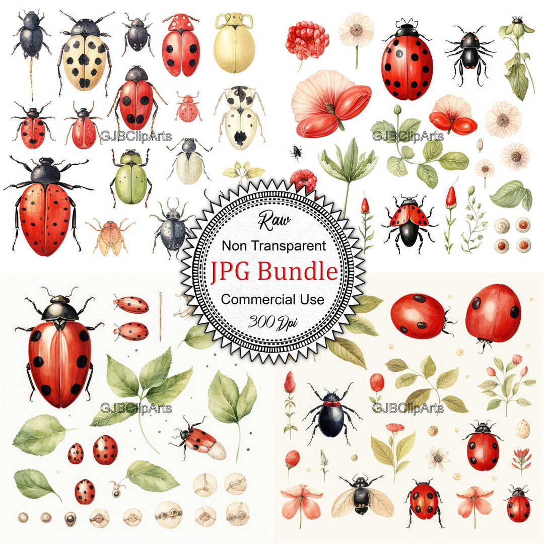 Vintage Ladybug Junk Journal Kit Clipart ,leaf Clipart Garden Clipart ...