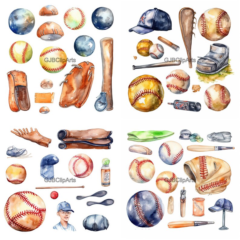 Watercolor Softball Clipart, , Scrapbooks for Couples, Journaling Bag