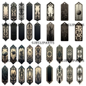 Dark Spooky Ornamental Bookmark Clipart, Evenly Spaced Clipart, Journaling Gift Box, Journaling Tool For Mind, Journaling Pages