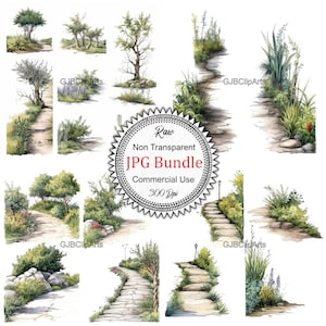 Nature Walk Path Clipart,Tree Clipart, Footpath Clipart,  Scrapbooking,Journaling Sticker Kits, ,Scrapbook Paper,quick download,high quality