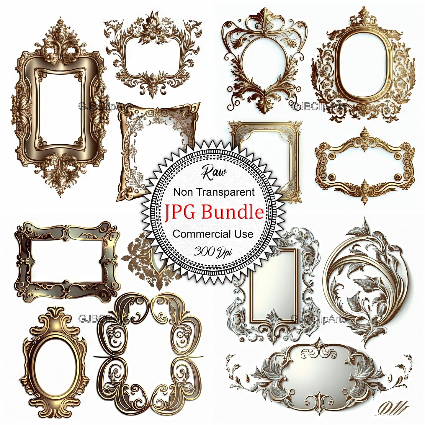 Frame Clipart, Vintage Metal Frame Collection Ornate and Timeless