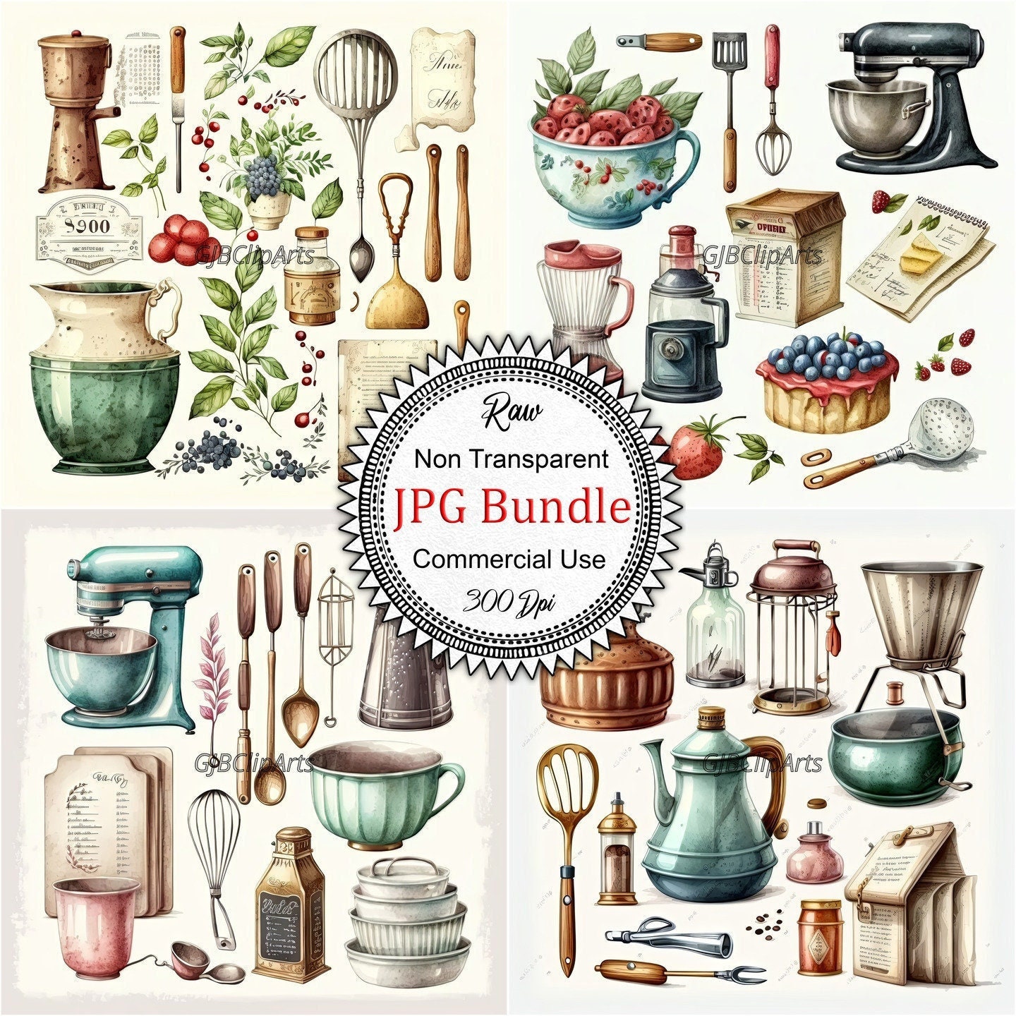 Farmhouse kitchen utensils clipart culinary herbs and spices
