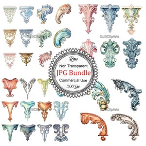 Vintage Brackets Collection:Ornate Architectural Elements Clipart Collection, Printable clipart, Scrapbooking supplies,Art journaling supply