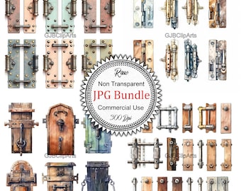 Vintage Hinges, a Collection Rustic Charm , Digital clipart, Printable clipart, Scrapbooking supplies, Art journaling supplies
