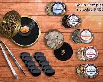 Brass Resin Incense Burner Kit – Includes Resin Samples & Charcoal