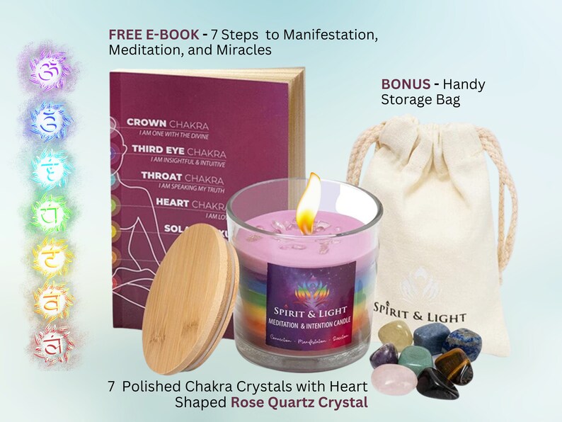 7 Colors Chakra Crystal Candle chakra Root Sacral Solar Etsy