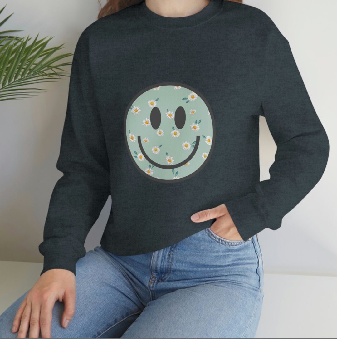 Birth Month Flower Smiley Face Sweatshirt Birth Flower Etsy