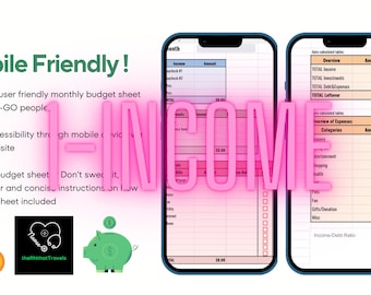 Mobile friendly, minimalist, easy to use MONTHLY budget sheet, Google sheets, Budgeting for a debt free lifestyle, 1 income