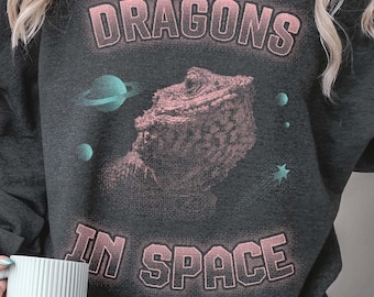 Bearded Dragon Sweater | Lizard Sweatshirt Gift | Gift for Lizard Lover | Reptile Sweater | Bearded Dragon in Space Sweatshirt