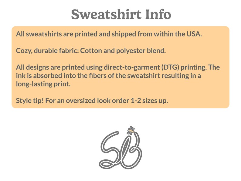Sweatshirt information.