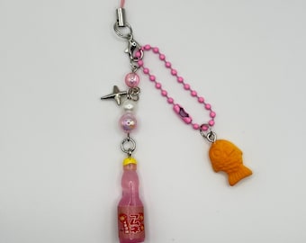 Pink Ramune and Taiyaki Phone Charm