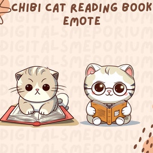 Puede incluir: Dos gatos de dibujos animados leyendo libros. Un gato lleva gafas y sostiene un libro abierto. El otro gato está tumbado sobre un libro cerrado. El fondo es de color rosa claro con las palabras "DIGITAL SMEPORIUM" repetidas.