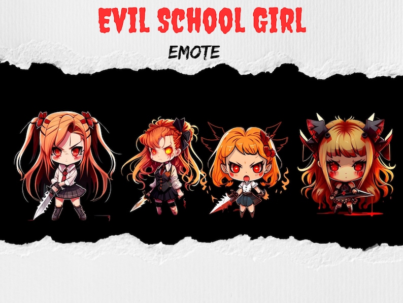 Chibi Evil School Girl Emotes Twitch & Discord Channel Points, Streamer