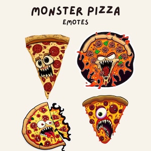 Monster Pizza Twitch & Discord | Channel Points | Streamer | Emoji, Cute, Stream, Chat, Tomato, Scary, Food, Monster, Crust, Cheese, Sauce