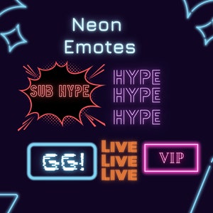 Neon Twitch Emotes | Twitch & Discord Emotes Bundle