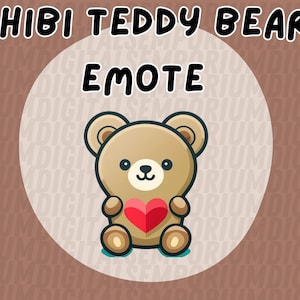 Cute Chibi Bear Emote, Love Bear Emote, Teddy Bear Emote, Teddy Bear Heart Emote, Stuffed Animal Emote, Twitch Stream, Discord, Kick Stream