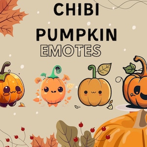 Chibi Kürbis Emotes Twitch, Discord, Kick, Luftschlange, Emoji, Stream, Kick Stream Emotes, Chat, Halloween, Kürbis Emote, Chibi, Orange, Niedlich