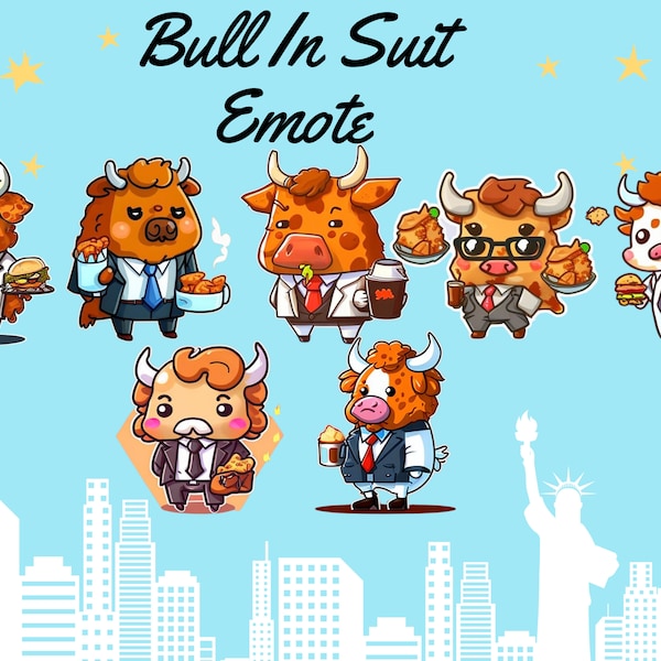 Bull In Suit Twitch Emotes | Discord Emotes | Youtube Emotes | Facebook Emotes |Bull Emote | Bull In Suit Emotes, Fried Chicken, Business