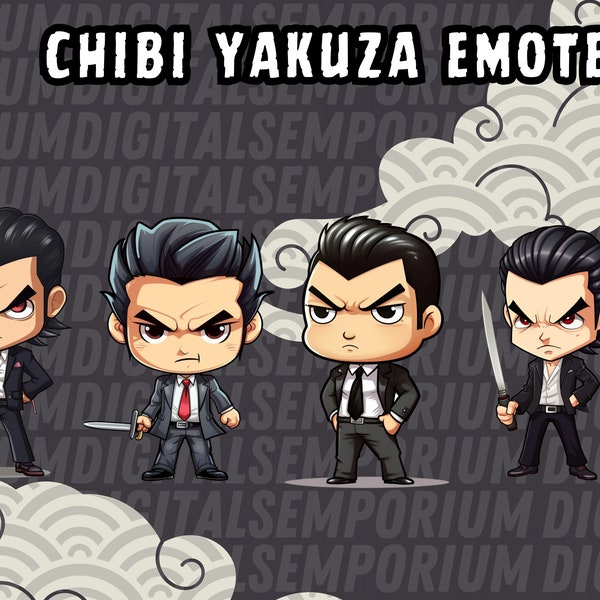 Chibi Yakuza Emote, Gang Emote, Japanese Emote, Chibi Boy Emote, Suit Emote,Twitch Stream Emote, Discord Emote, Kick Stream Emote