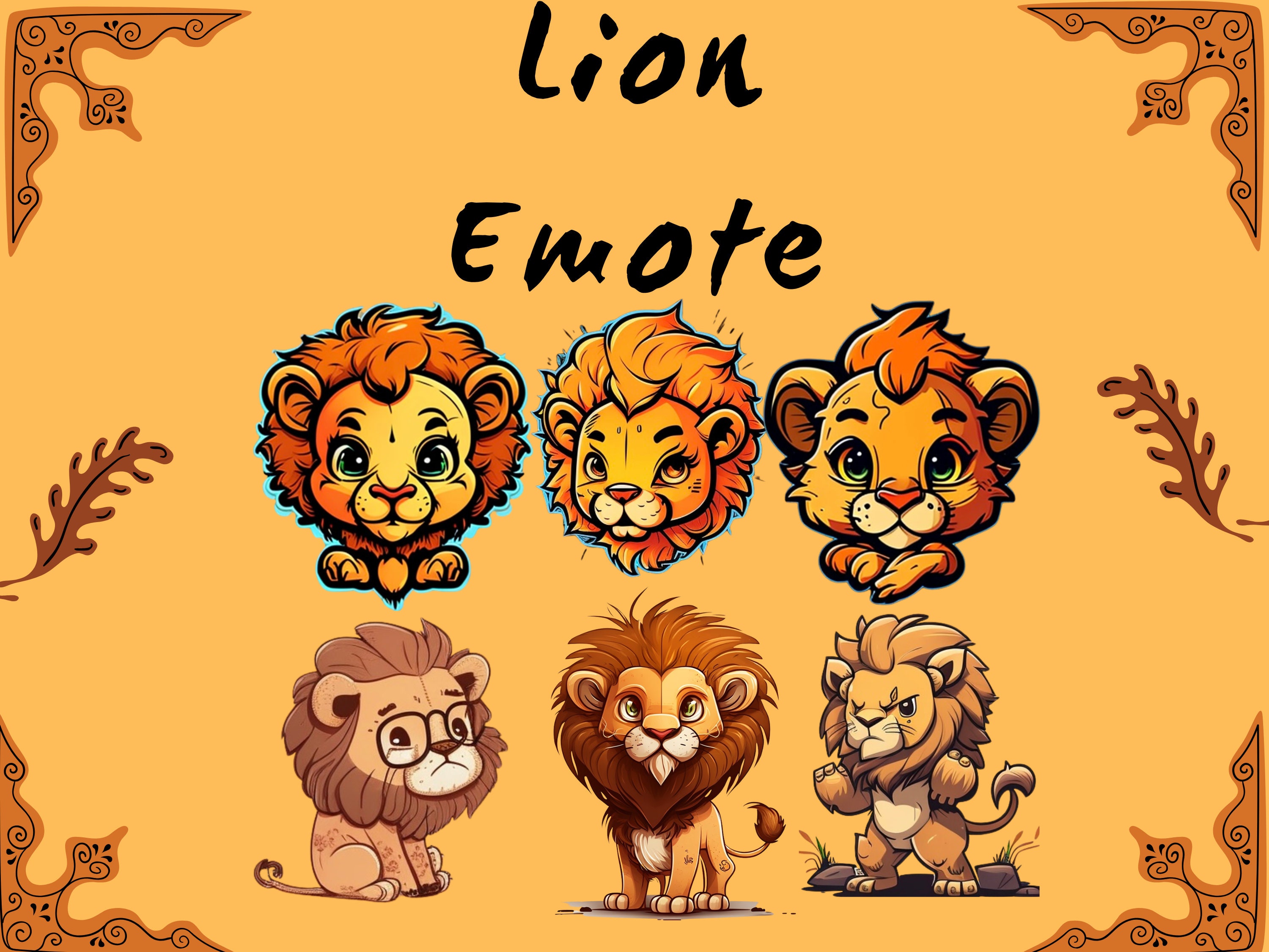 Cute Lion Cub Emote Collection Twitch & Discord | Channel Points | Streamer | Emoji, Cute, Stream,Chat, Cub, Pet, Baby, Animal, Lion, Jungle