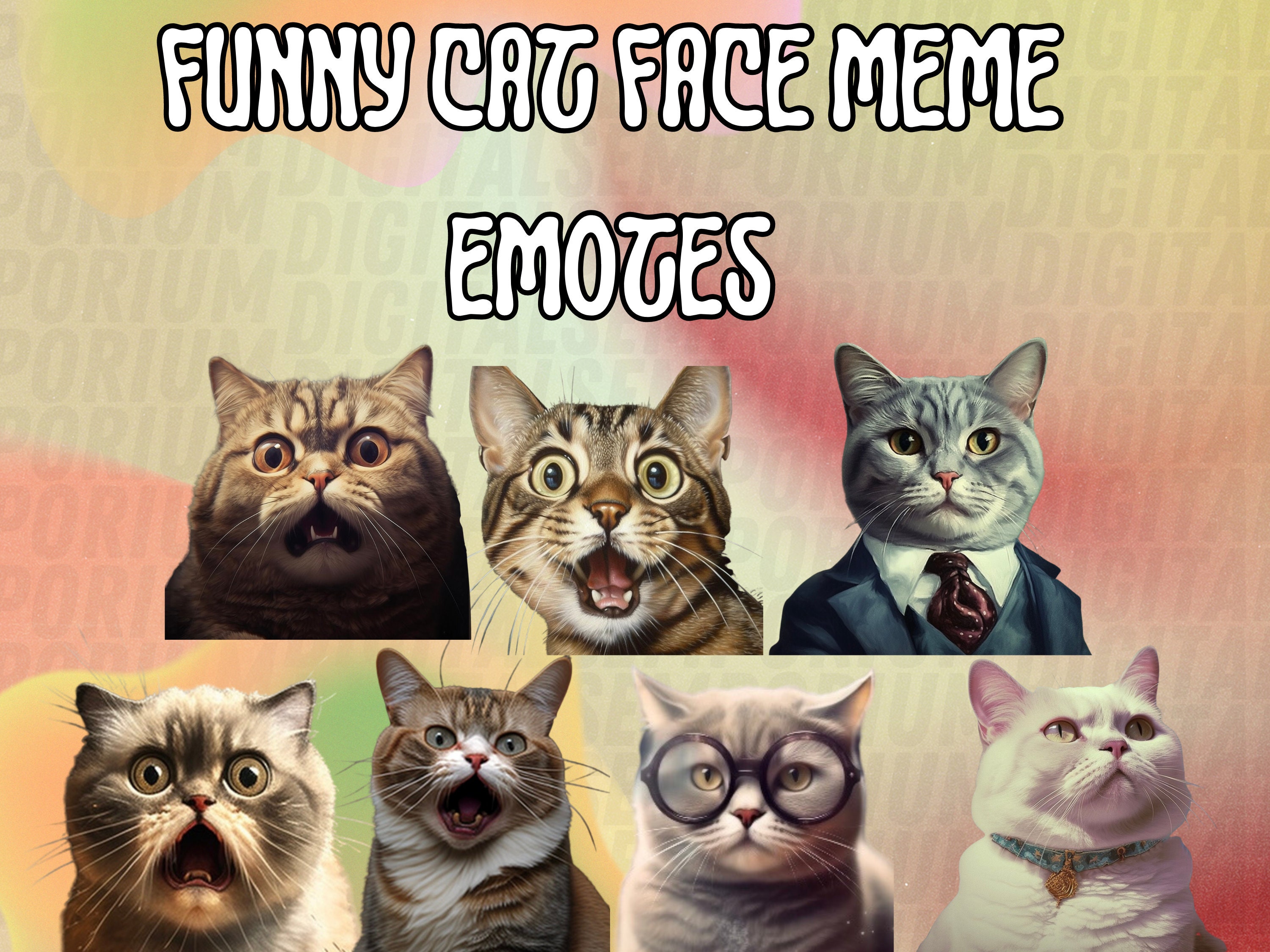 Funny Cat Faces Meme Emote Collection Twitch & Discord 