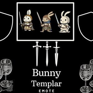 Cute Bunny/Rabbit Templar Twitch Discord Emotes / Kawaii Animal Emoji / Subscriber/Loyalty Sub Bit Badge/Easter Channel Points/Bunny Templar