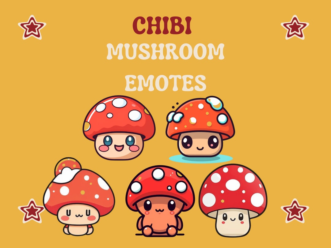 Chibi Mushroom Emotes Twitch, Discord, Kick, Streamer, Emoji, Stream