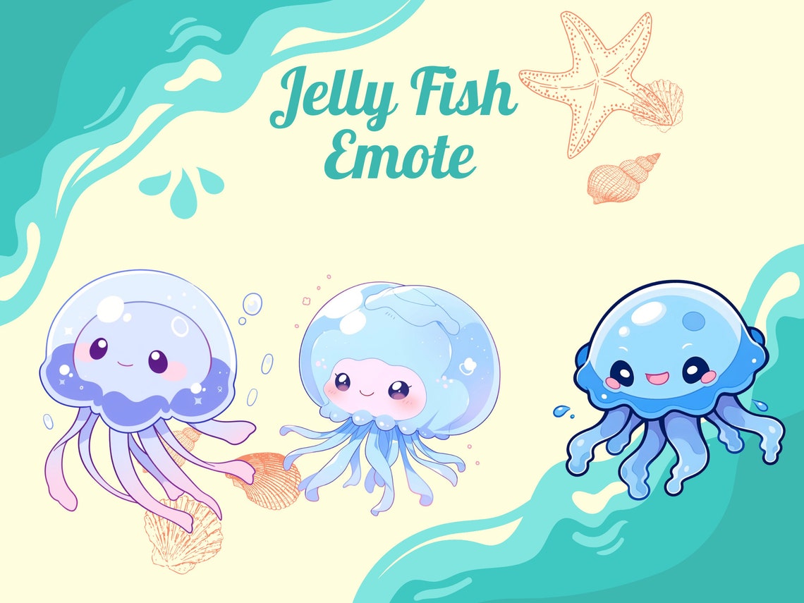 Chibi Jelly Fish Emotes Twitch, Discord, Channel Point, Streamer, Emoji