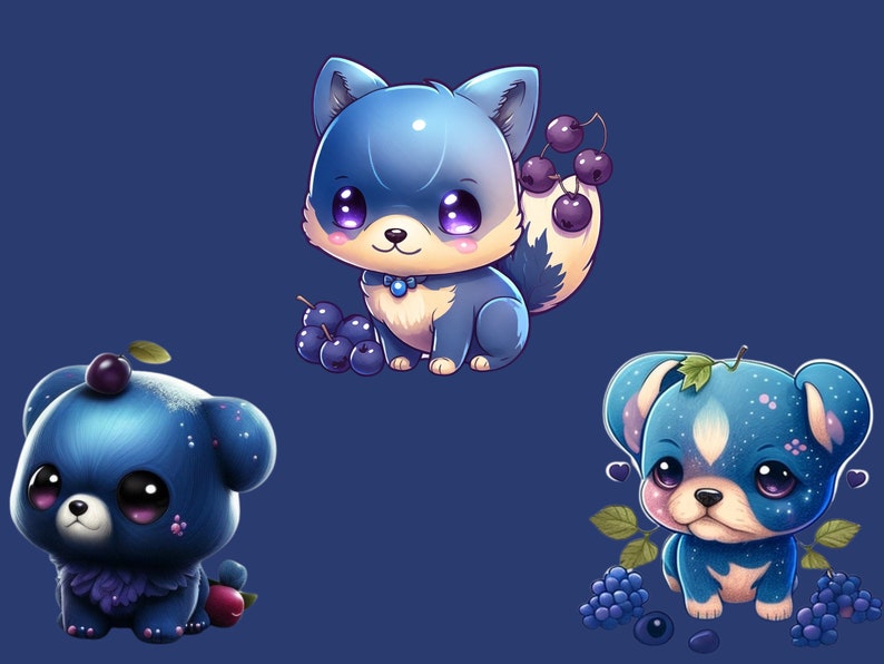 Chibi Blueberry Pup Emote Collection Twitch, Discord, Channel Points