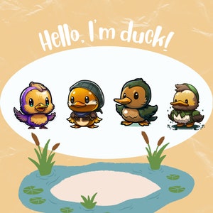 Cute Chibi Kawaii Happy Duck Twitch Discord Mixer Youtube Emote/Kawai Duck Emoji/Subscriber/Loyalty Sub Bit Badges/Funny Duck Emote