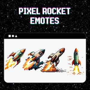 4x Pixel Space Ship/ Rocket Twitch Emotes | Discord Emotes | Youtube Emotes | Facebook Emotes | Pixel Font | Cute Emotes | Space