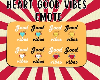 Emoticono de buenas vibraciones de corazón lindo, Emoticono de corazón, Emoticono de música, Emoticono de vibraciones de música, Emote de transmisión de Twitch, Emote de discordia, Emote de transmisión de patada