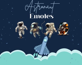 Space Astronaut Emote Collection Twitch & Discord | Channel Points | Streamer | Emoji, Cute, Stream, Chat, Space, Galaxy, Moon, Outer Space