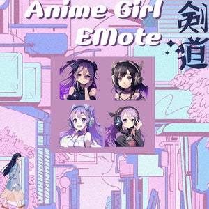 Anime emotes, Anime Girl Emotes, twitch emotes, Manga Cartoon Cute Emotes, Anime Cartoon for Twitch and Discord Streamer